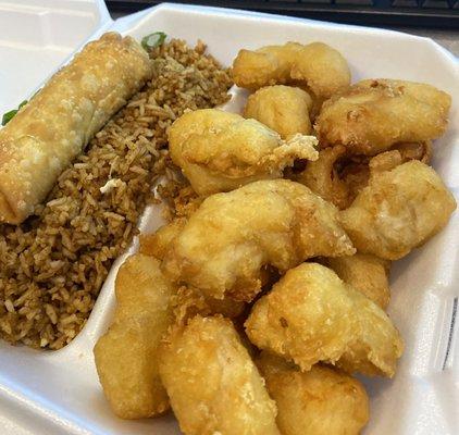 Sweet and sour chicken with fried rice