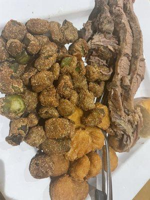 Brisket Plate - Fried Okra Corn Nuggets