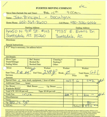 CONTRACT FROM  FEB 15 2014. CINDY WHO IS THE CORPORATE DOCULYNX REP 303-390-4359 SAID THEY HAVE A CASH FLOW PROBLEM. WE ARN'T GETTING PAID.