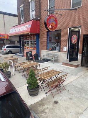 We offer outdoor seating