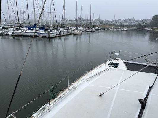 Docking the catamaran for ASA114 at Tradewinds