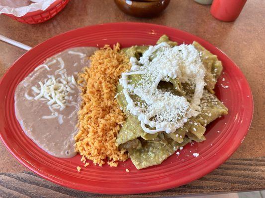 Chilaquiles with Rice & Beans