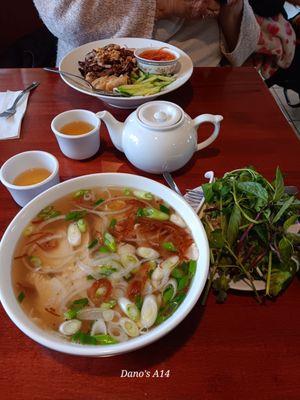 Pho and bun, tea...