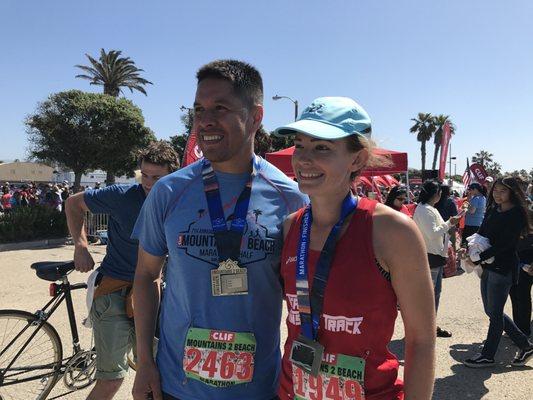 We encourage our athletes to take their fitness outside- Here's Liz with her first marathon finish beating her goal finish time!