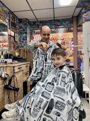 Arthur getting his haircut by the one and only!