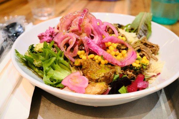 Shredded Lamb rice/greens bowl