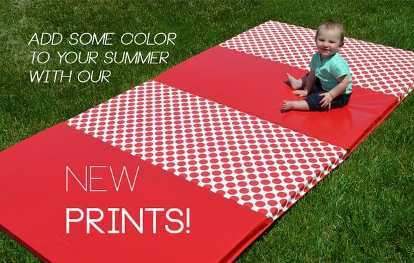 Get beautiful prints on our folding mats! Chevron and Dots now available.