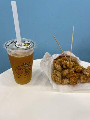 Passion Fruit Tea & spicy Popcorn Chicken;  IG: susanlamx