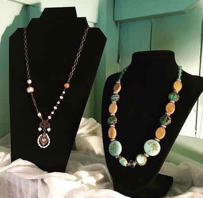 We're proud to sell local artists' jewelry. These pieces were designed by Kathy Rios who has been making jewelry for over 10 years.