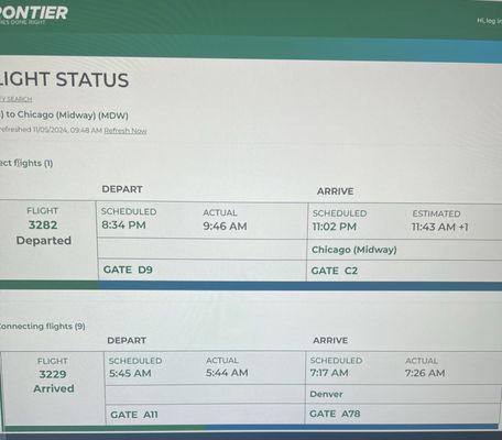 Scheduled departure of 8:34 PM that actually departed at 9:26 AM THE NEXT MORNING.