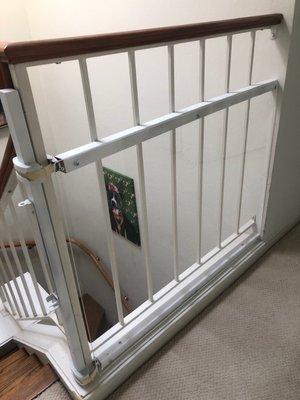 Acrylic installed so baby won't fall thru the wide bannister gaps!