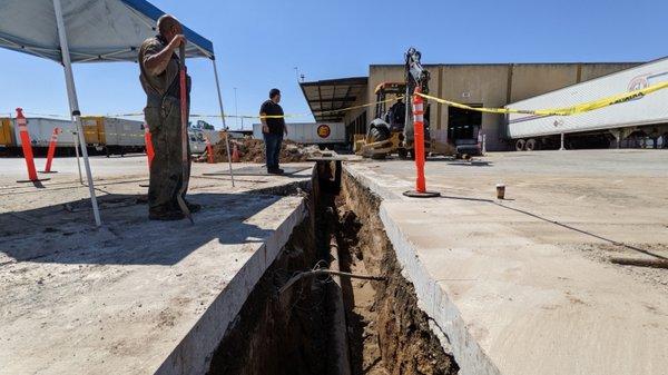 Hundreds of feet of underground fire hydrant piping exploded. This was a big job, but we did it on time and on budget.