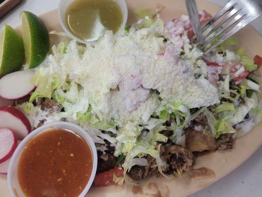 Asada huarache comes with all the fixings. Super loaded with good quality meat