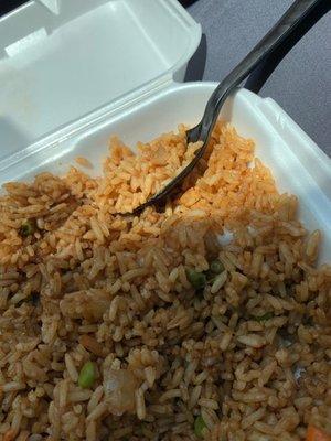 Shrimp Fried Rice, with a strand of hair