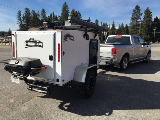 off road trailer with outside kitchen grilling system