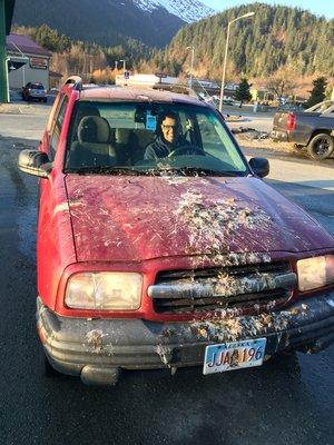 Before Rainway - this customer had been parked for an extended period in the downtown parking garage - beware of birds!