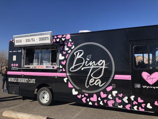 Bing Tea boba and food truck in the parking lot