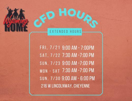 Extended Hours for Cheyenne Frontier Days!