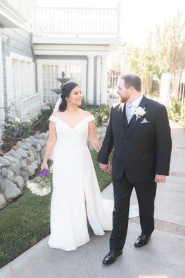 Couple shots by the fountain in front of the house.