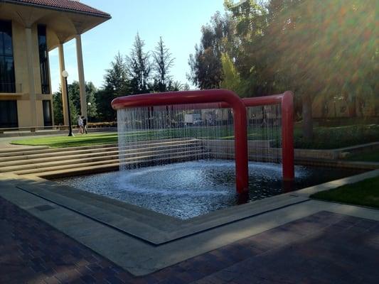 Fountain in front of library