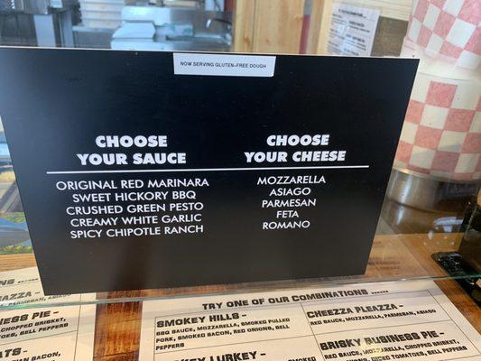 Sauce and cheese options