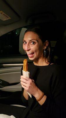 Me w/ my churro filled with dulce de leche.