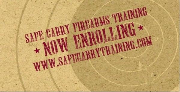 Now enrolling in all firearms training disciplines.  Contact us today!  training@safecarrytraining - (978) 226-3212