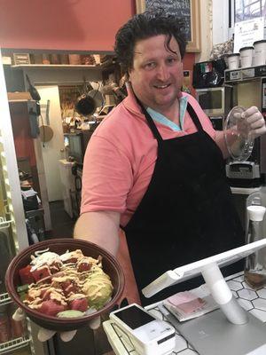 Very friendly owner with my $10.95 delicious poke bowl