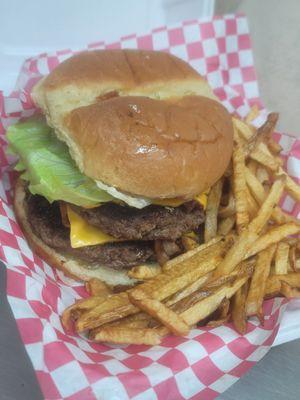 Double 1/2 lb. Cheeseburger and our handcut french fries