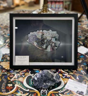 We have stunning local artwork, like this pastel pencil drawing of a fluorite specimen