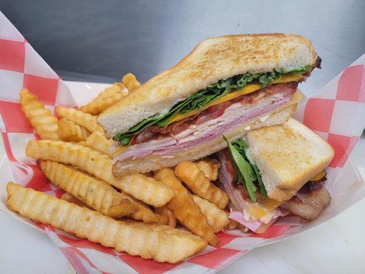 Our famous club sandwich. Featuring boars head meats and cheeses. Locally sourced veggies