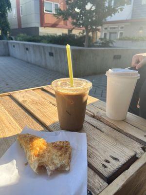 Guava pastry and iced coffee