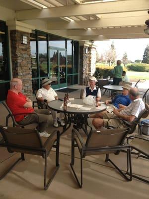 Our golfing group enjoying the patio at Al's Deli