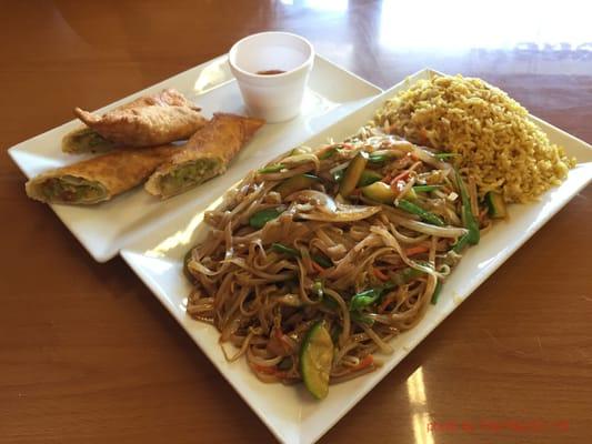 avocado eggrolls, chow fun and fried rice...