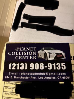 Business Card of the company where her car is being held.