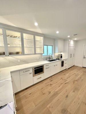 Custom thin shaker style doors and  microwave drawer built in.