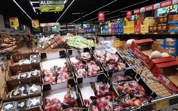 Greeted by Produce when you enter remodeled Aldi. July 2019