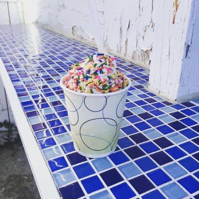 Soft serve with rainbow sprinkles!