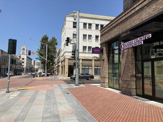 Sidewalk in front of branch entrance