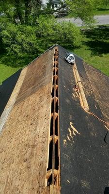 Roof ridge vent cut to see how it looks