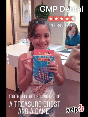 Treasure chest and gift when tooth was taken out.