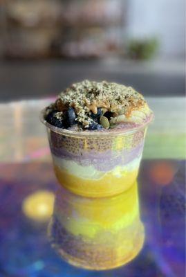 Medium bowl of mango, coconut, and ube bases. (Picture taken at crystal shop Lunametaphysical in Bishop Arts)