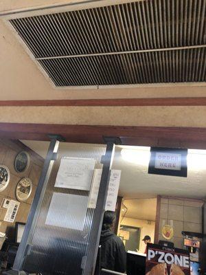 Dust hanging from vent, filters are black