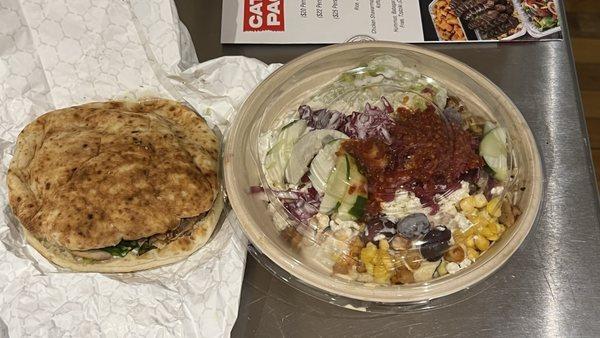 Chicken shawarma sandwich vs the chicken shawarma bowl.