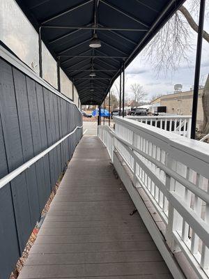 Covered ramp from Salem's Retreat to the parking lot.