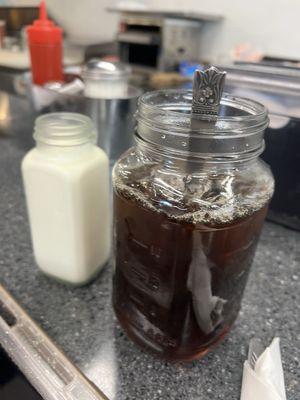 Iced coffee in mason jars