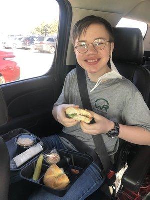 Happy teenager who loves Chicken Salad Chick!