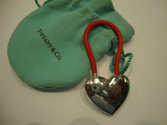 Tiffany & Co. Sterling Silver Heart Key Chain.