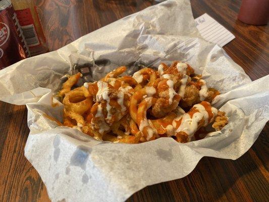 Buffalo fries with addon chicken