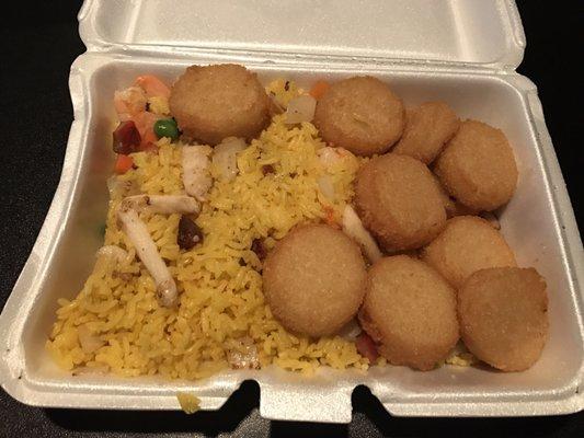 Scallops with house special fried rice